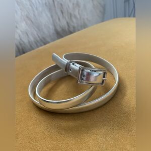 Ann Taylor Silver Metallic Skinny Belt M